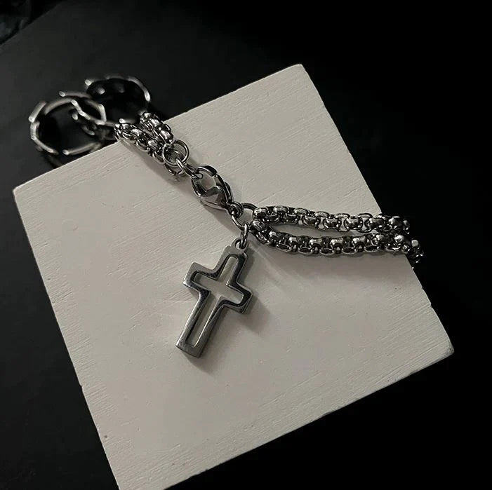 CROSS DOUBLE LAYER CHAIN BRACELET