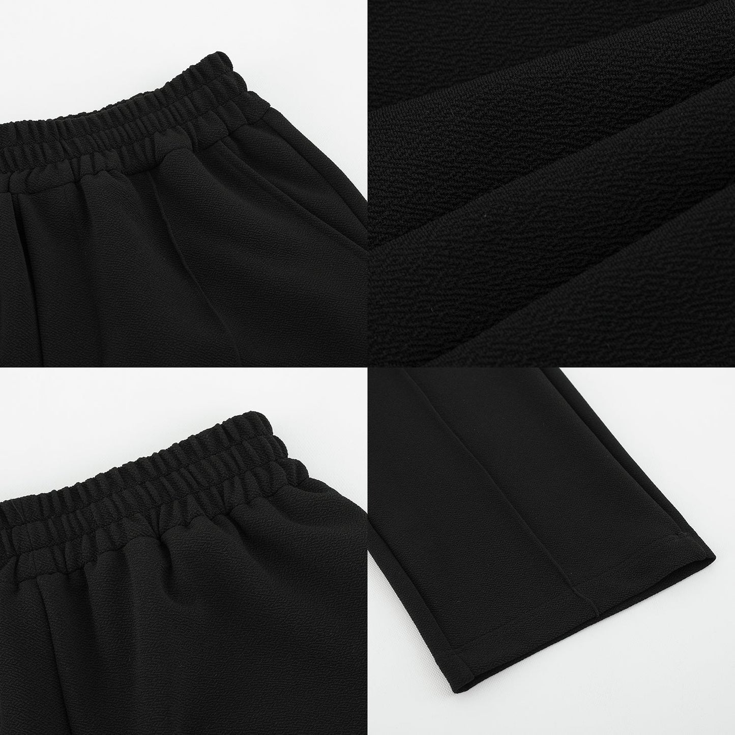 RT No. 5182 BLACK ELASTIC WAIST STRAIGHT PANTS