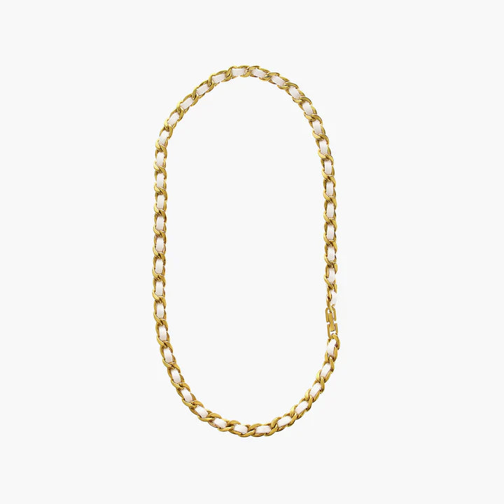 LEATHER WRAPPED CUBAN CHAIN NECKLACE