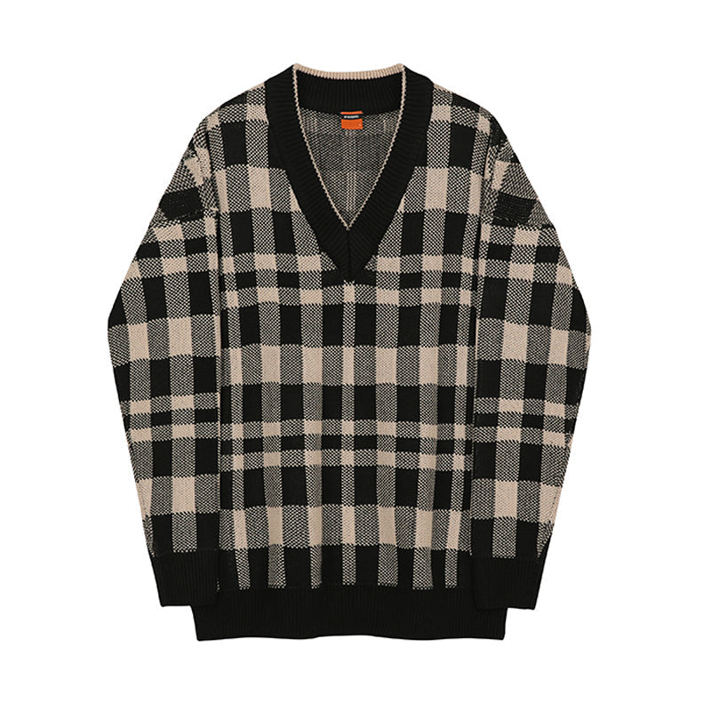 RT No. 1142 PLAID V-NECK SWEATER