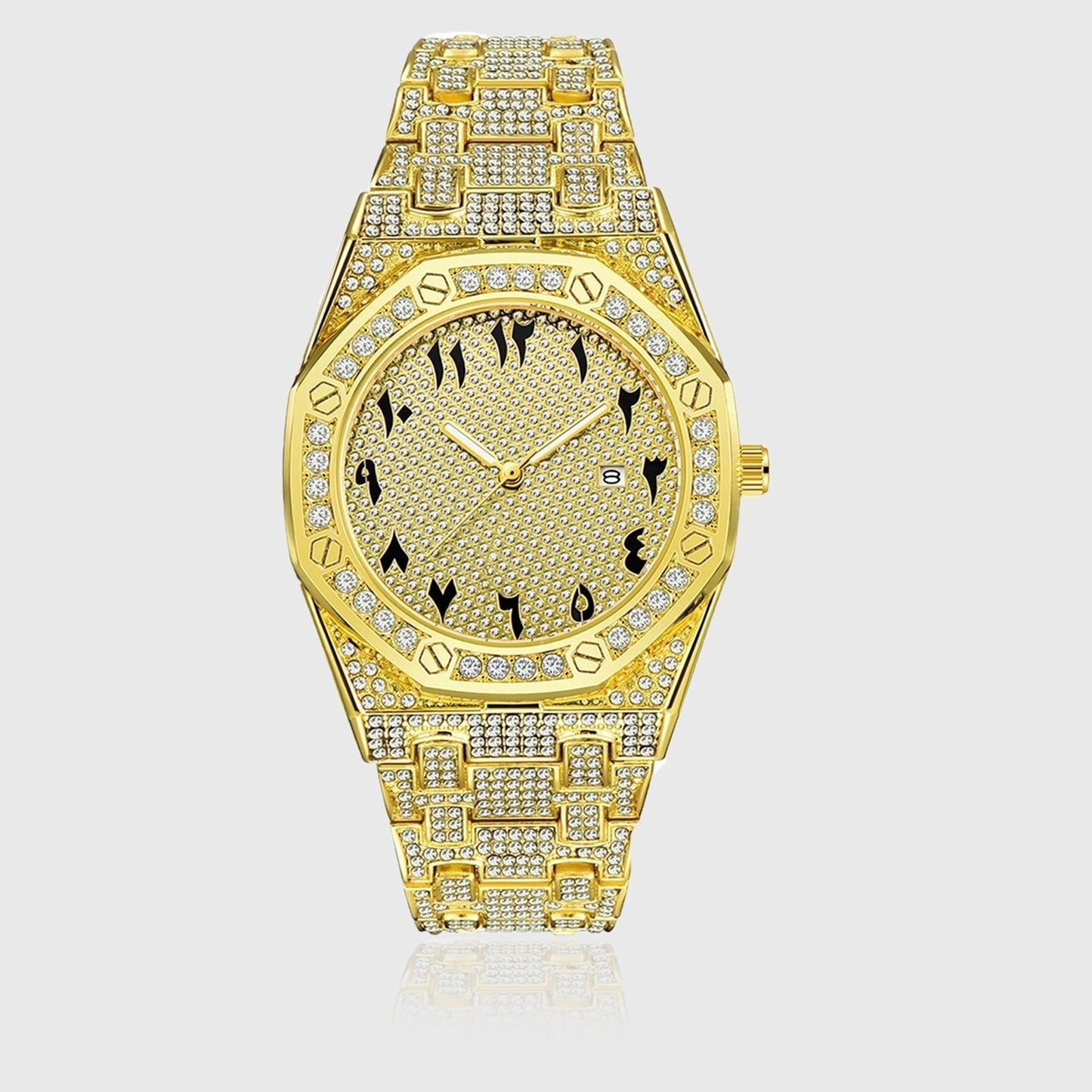 ARABIC DIAL DIAMOND SIMULANT WATCH [SILVER]