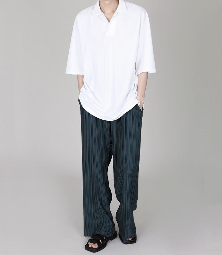 RT No. 4500 PLEATED WIDE STRAIGHT DRAPE PANTS