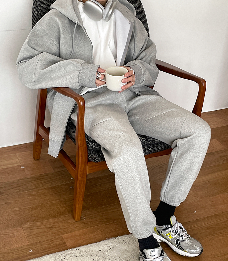 RT No. 4091 GRAY ZIP-UP HOODIE & SWEATPANTS (TOP & BOTTOM)