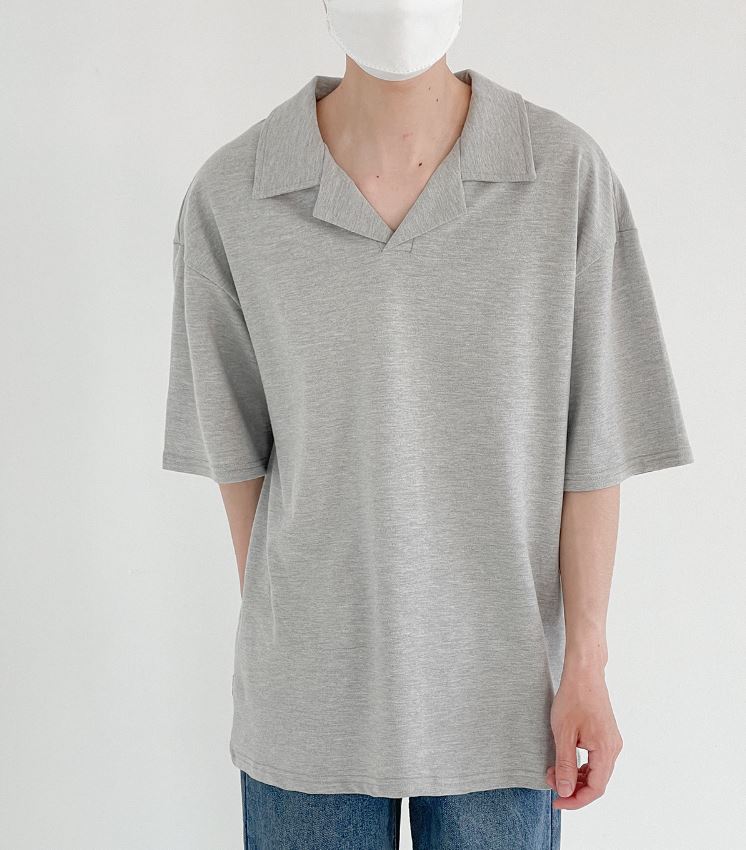 RT No. 5089 HALF SLEEVE V-NECK COLLAR SHIRT