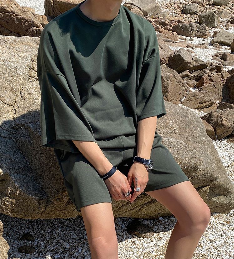 RT No. 1546 SOLID HALF SLEEVE SHIRT & SHORTS (TOP & BOTTOM)