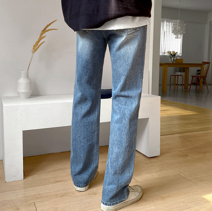 RT No. 4086 BLUE STRAIGHT WIDE DENIM JEANS