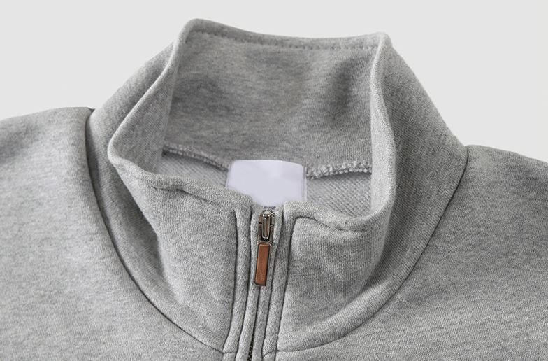 RT No. 4460 GRAY STAND COLLAR HALF ZIP-UP SWEATER