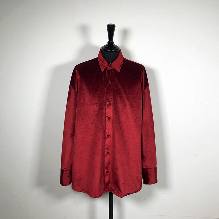 RT No. 2521 VELVET BUTTON UP COLLAR SHIRT