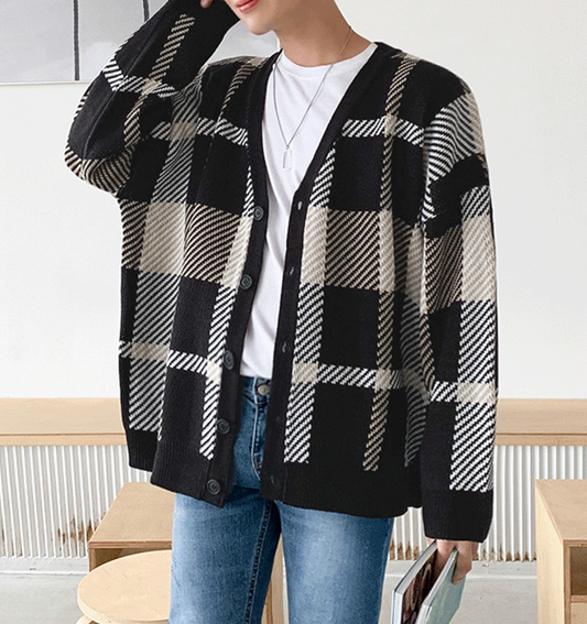 RT No. 3217 PLAID CARDIGAN