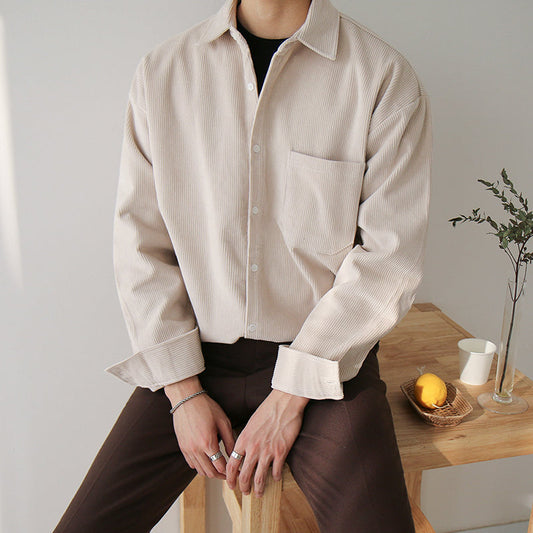 RT No. 3505 DARK CREAM CORDUROY COLLAR SHIRT