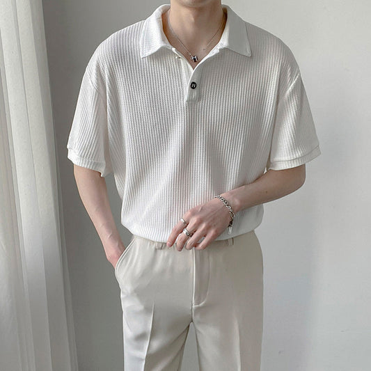 RT No. 4449 KNITTED SHORT SLEEVE COLLAR SHIRT