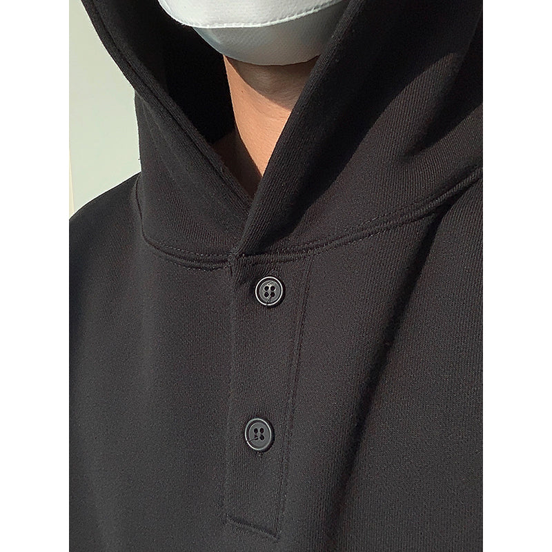 RT No. 1424 HALF BUTTON BLACK HOODIE