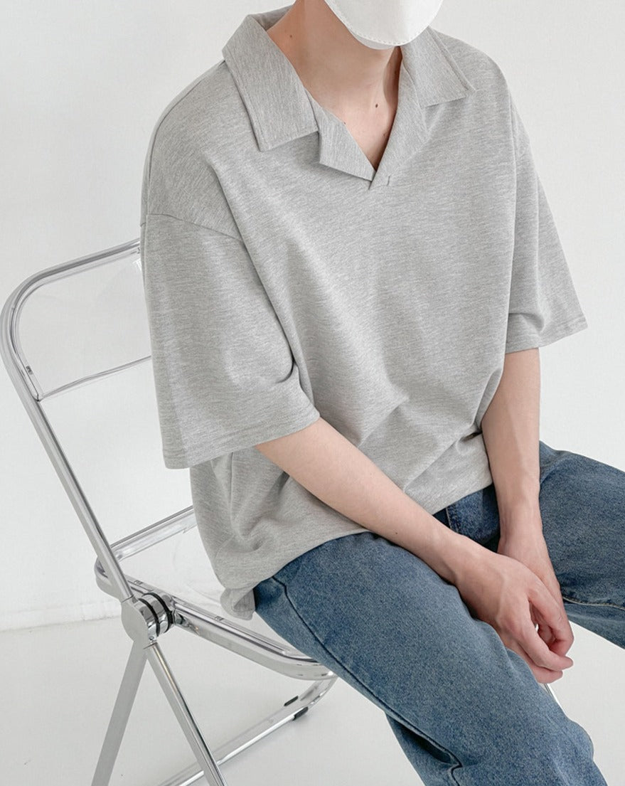 RT No. 5089 HALF SLEEVE V-NECK COLLAR SHIRT