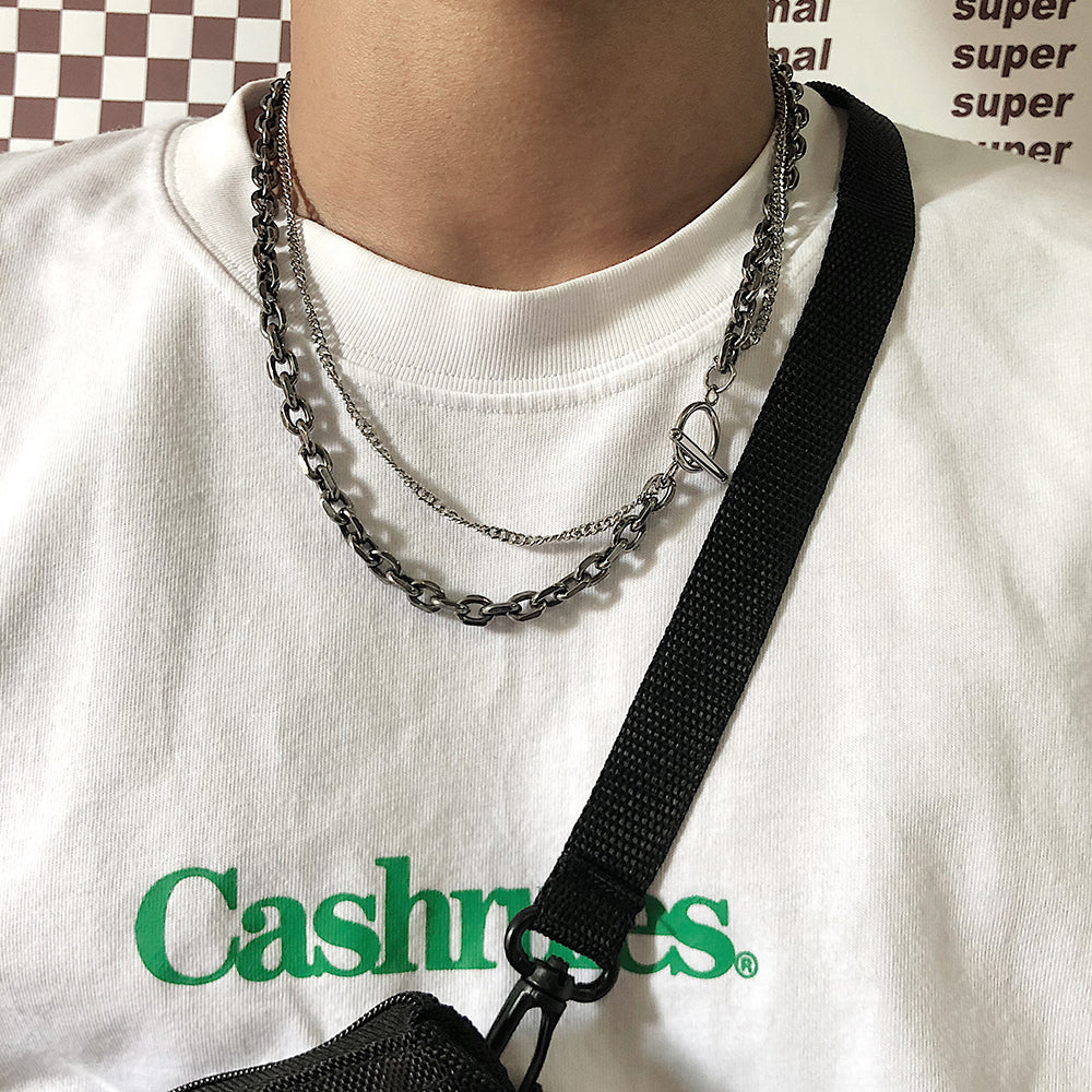 DOUBLE LAYER BUCKLE CHAIN NECKLACE