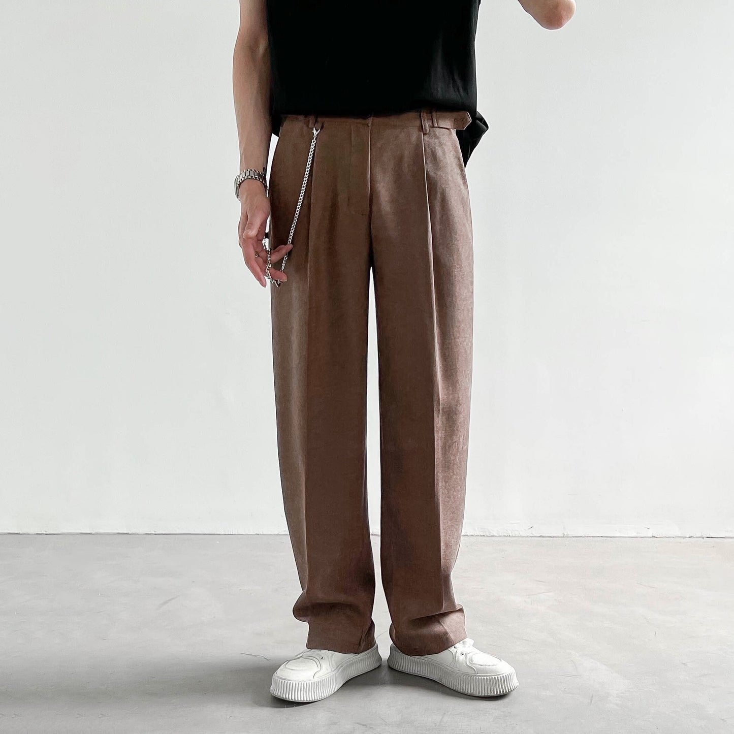 RT No. 5264 CHAIN DRAPE WIDE STRAIGHT PANTS