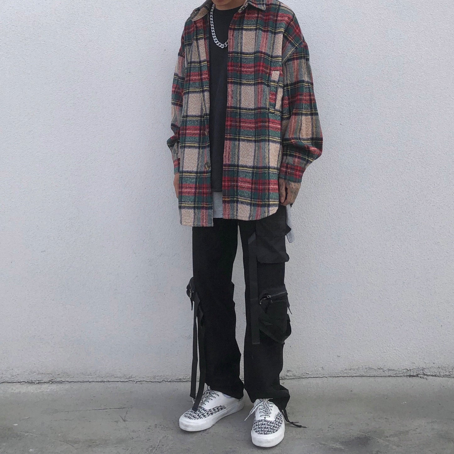 RT No. 549 OVERSIZE WOOLEN PLAID SHIRT