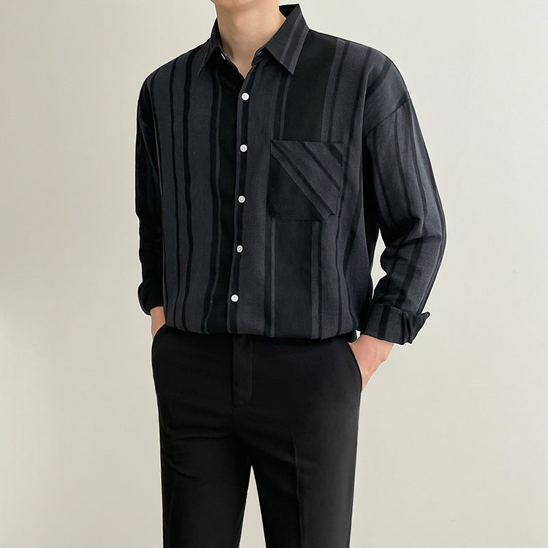 RT No. 3059 BLACK STRIPE COLLAR SHIRT