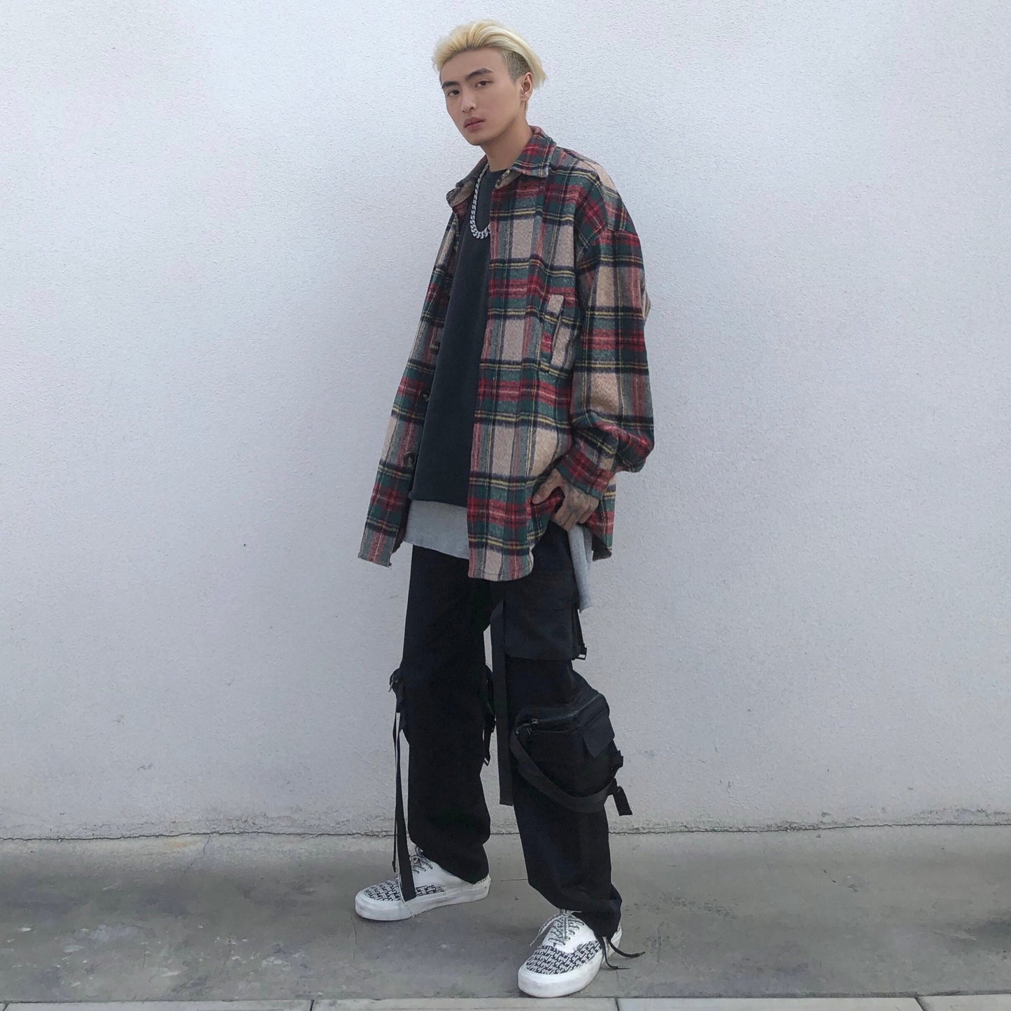 RT No. 549 OVERSIZE WOOLEN PLAID SHIRT