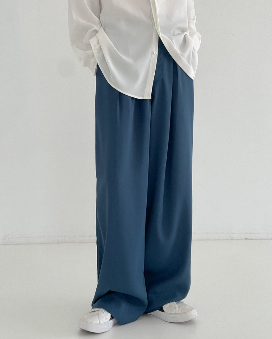 RT No. 5195 PEACOCK BLUE WIDE DRAPE PANTS