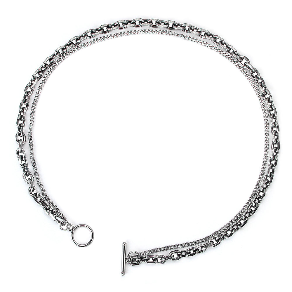 DOUBLE LAYER BUCKLE CHAIN NECKLACE