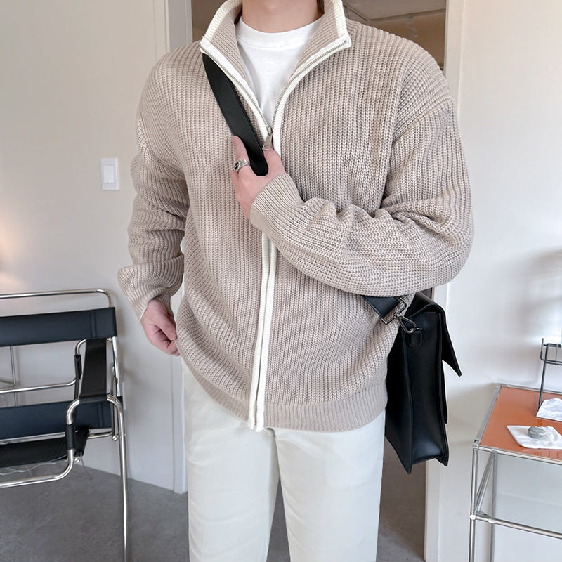 RT No. 3401 KNITTED ZIP-UP SWEATER