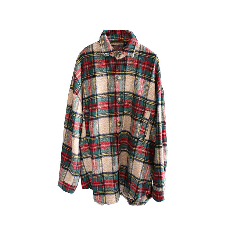 RT No. 549 OVERSIZE WOOLEN PLAID SHIRT