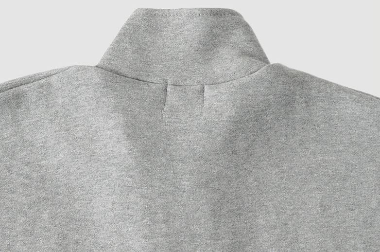 RT No. 4460 GRAY STAND COLLAR HALF ZIP-UP SWEATER